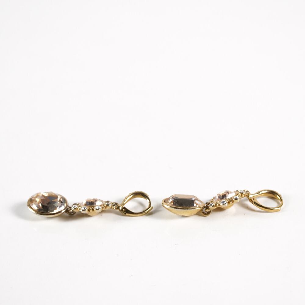 Givenchy Gold Tone Crystal Chandelier Leverback Drop Earrings Elegant Jewelry - Picture 4 of 8